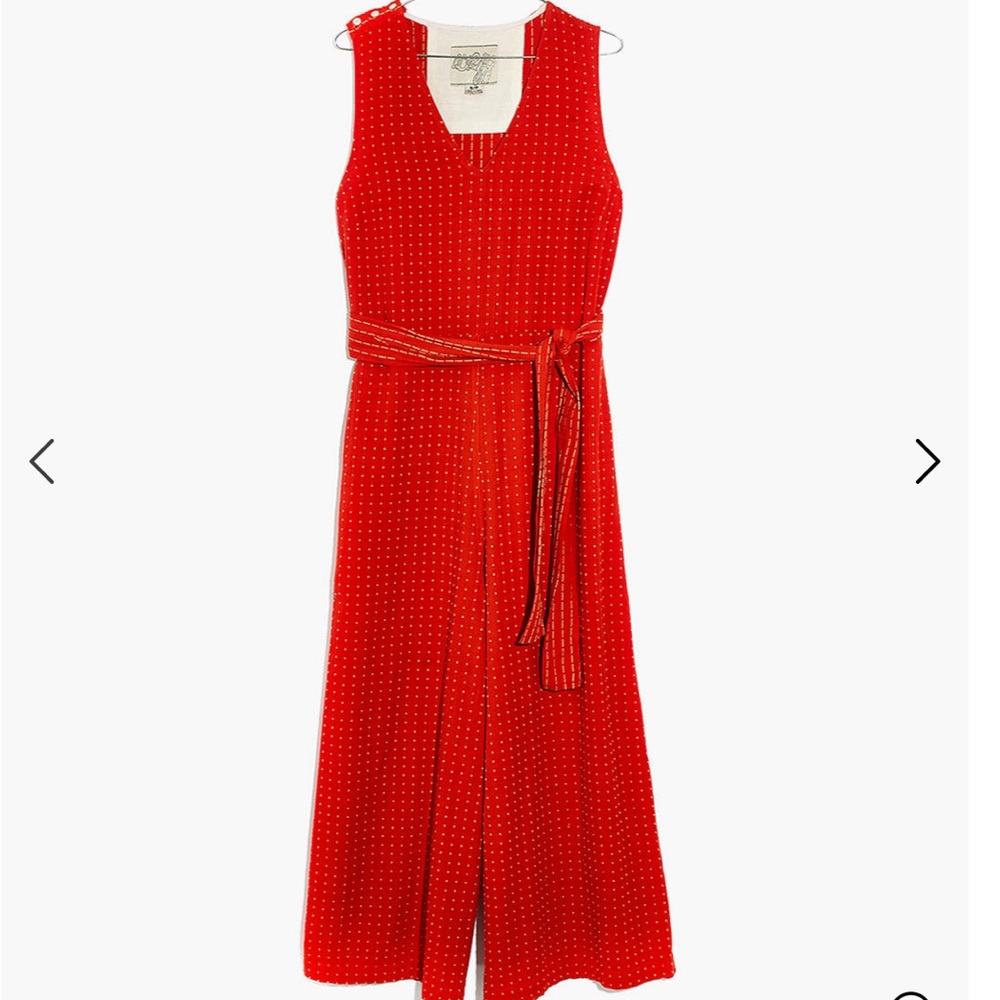 Ace & Jig Red Sleeveless V-Neck Wide-Leg Jumpsuit - Picture 2 of 6